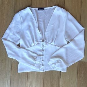 Boohoo Cream Button Blouse